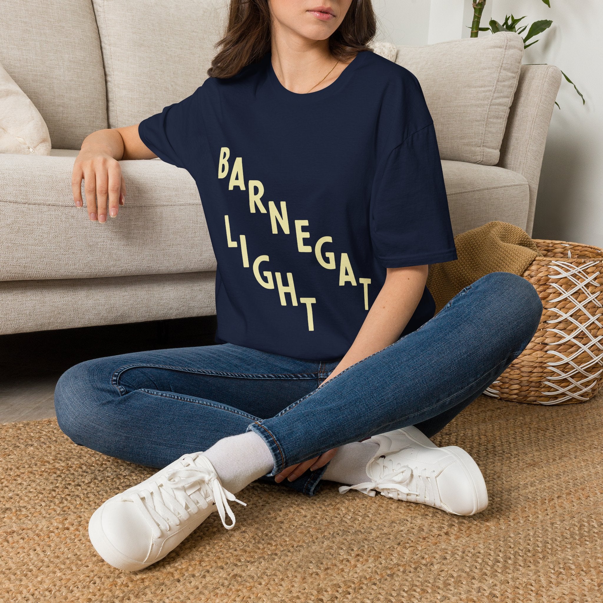 Barnegat Light Beach T-Shirt — Yellow Coastal Typography Tee