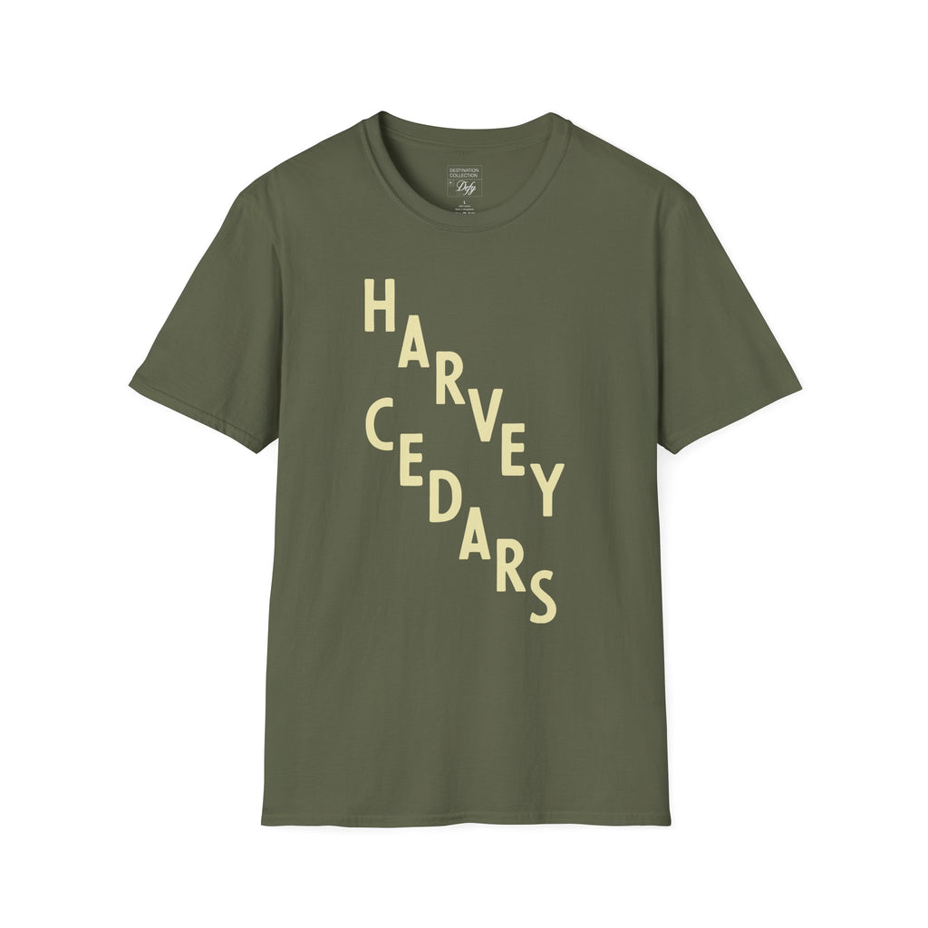 Harvey Cedars Minimalist Tee — Beach Town Retro Lettering T-Shirt