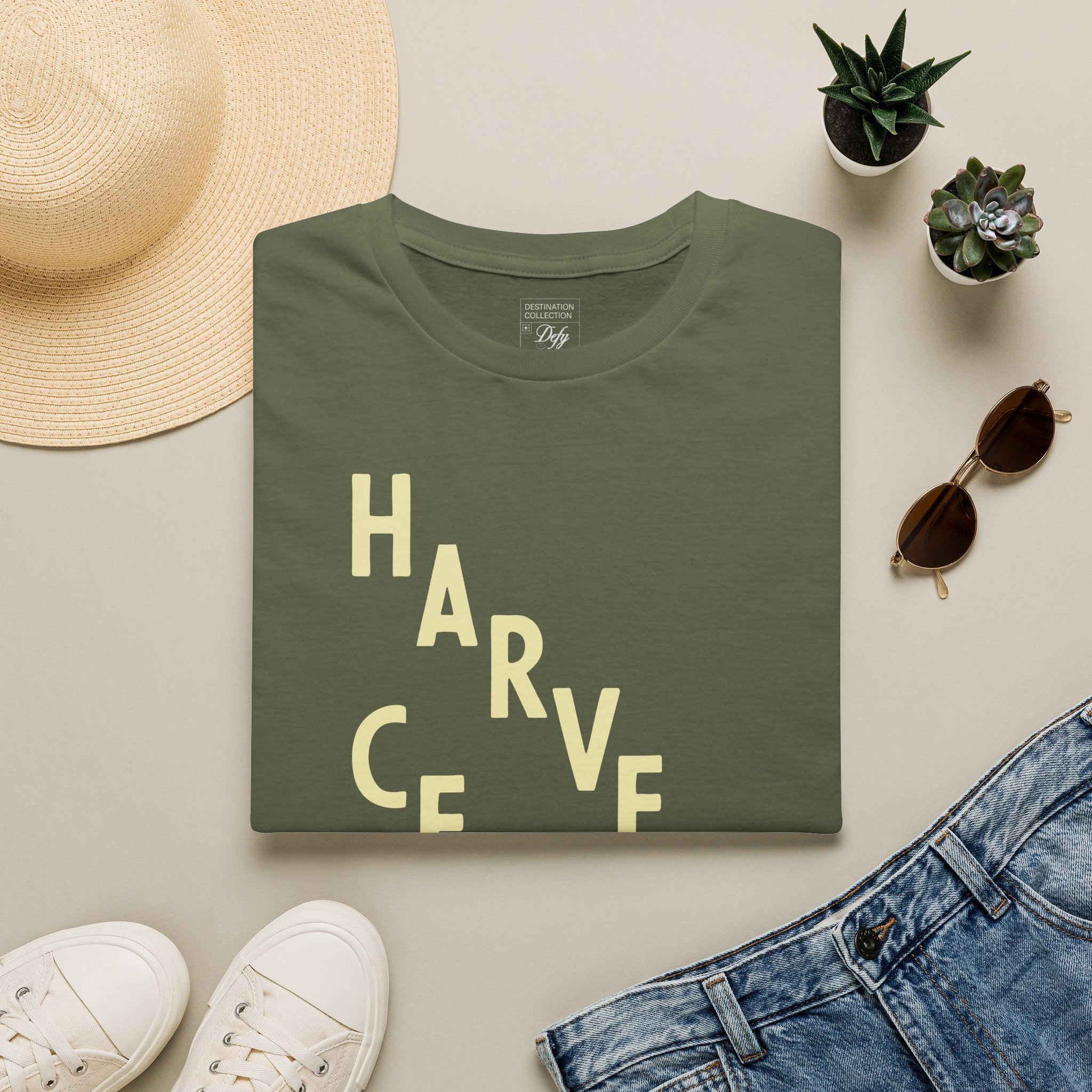Harvey Cedars Minimalist Tee — Beach Town Retro Lettering T-Shirt